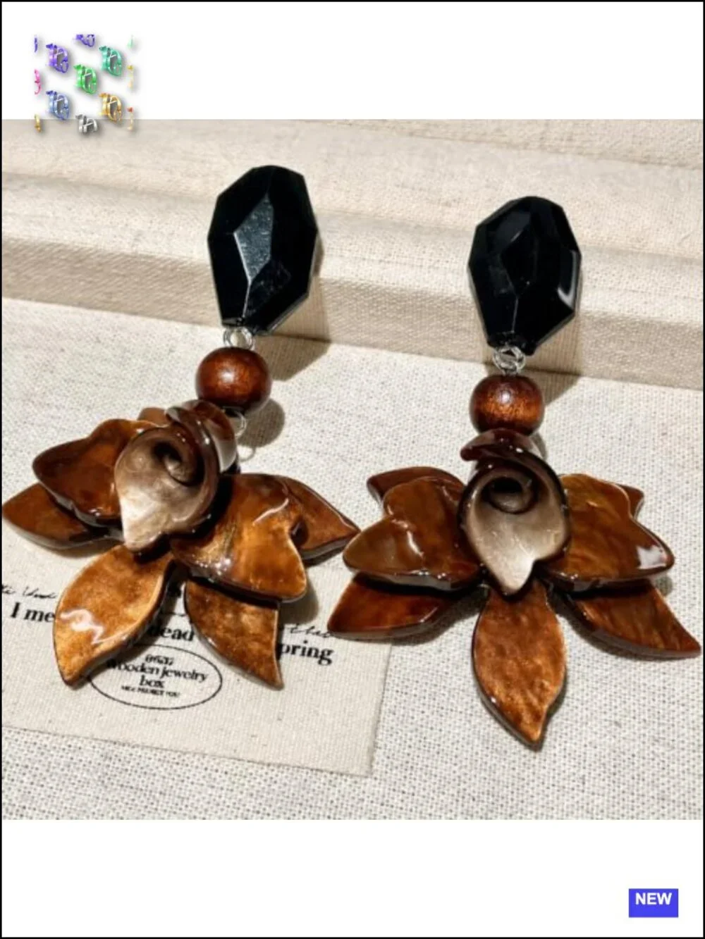 Layered Resin Petal Dangle Earrings, Boho Floral Statement Earrings for Women